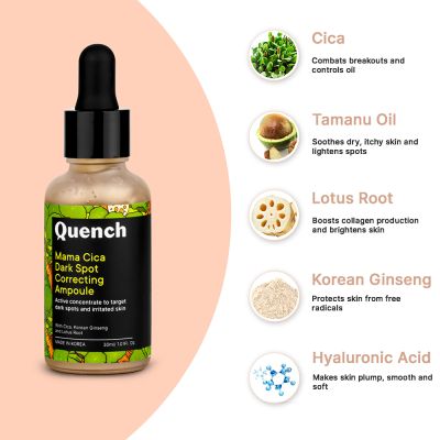 Quench Botanics: Mama Cica Dark Spot Correcting Ampoule | Korean Skin care - 30gm