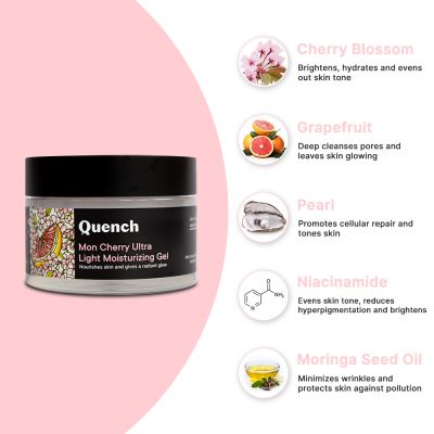 Quench Botanics: Mon Cherry Ultra Light Moisturising gel | Korean Skin care - 50gm