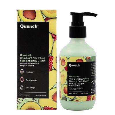 Quench Botanics: Bravocado Ultra Light Nourishing Face and Body cream | Korean Skin care - 200ml