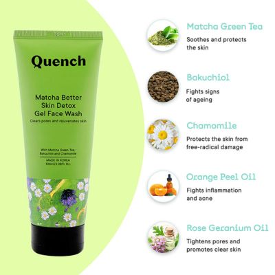 Quench Botanics: Matcha Better Skin Detox gel Face Wash | Korean Skin care - 100ml
