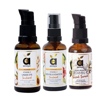 Anveya: Advanced Vitamin C Kit: Facial Serum, Skin Rejuvenation Cream & Under Eye Cream