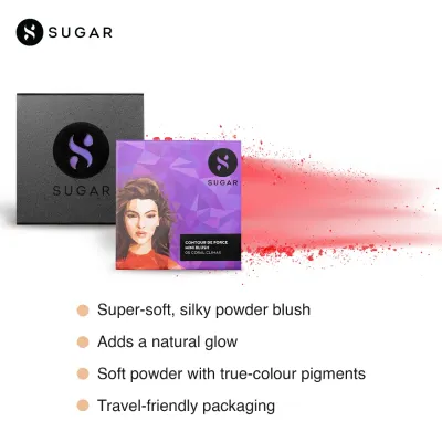 Sugar Cosmetics : Contour De Force - Mini Blush - 05 Coral Climax (Bright Coral Blush) - 12gm