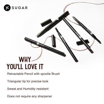 Sugar Cosmetics : Arch Arrival - Brow Definer - 04 Felix Onyx (Dark Blackish Brown Brow Definer) - 0.35