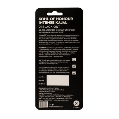 Sugar Cosmetics : Cosmetics Kohl Of Honour Intense Kajal - 01 Black Out (Single Blister) - 0.25gm