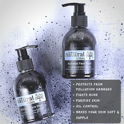 Natural Vibes: Ayurvedic Activated Charcoal & Tea Tree Face Wash - 150 ml [CLONE]