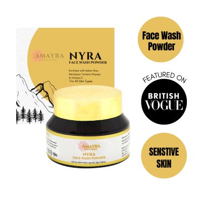 Amayra Naturals: Nyra Face Wash Powder Exfoliates & Brightens Turmeric+Aloe Vit C - 25 gm