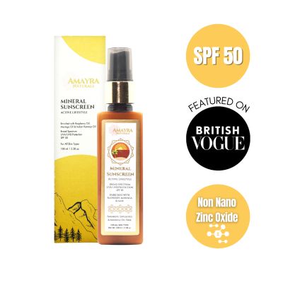 Amayra Naturals: Oxybenzone Free Mineral Sunscreen | SPF 50 | Active Lifestyle - 100 ml