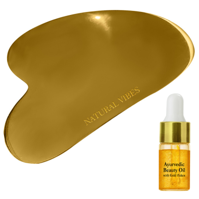 Natural Vibes: Kwansha ( Kansa + Gua Sha) Face Massager with FREE Gold Beauty Elixir Oil [CLONE]