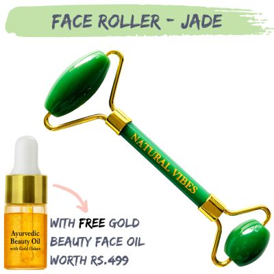 Natural Vibes: Jade Roller & Massager for Face, Neck and Under eye with FREE Gold Beauty Elixir Oil [CLONE]