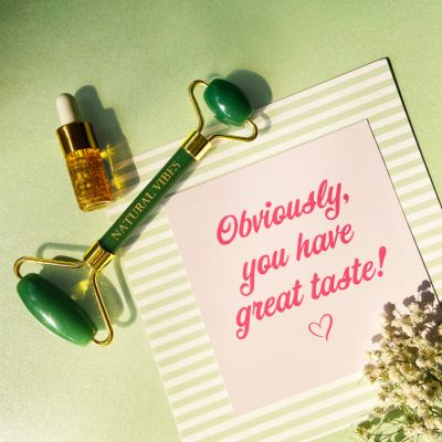 Natural Vibes: Jade Roller & Massager for Face, Neck and Under eye with FREE Gold Beauty Elixir Oil [CLONE]