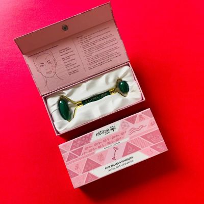 Natural Vibes: Jade Roller & Massager for Face, Neck and Under eye with FREE Gold Beauty Elixir Oil [CLONE]