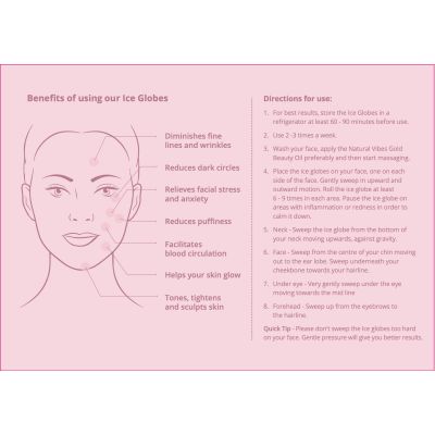 Natural Vibes: Pink Ice Globes Facial Tool with FREE Gold Beauty Elixir Oil & Vitamin C Serum for Face, Neck and Under Eye [CLONE]