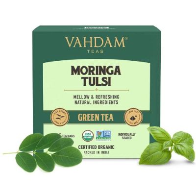Vahdam Teas: Moringa Tulsi Green Tea 30gm