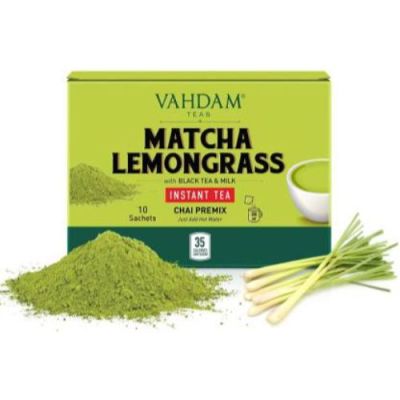 Vahdam Teas: Matcha Lemongrass Instant Tea 10ct x 8gm