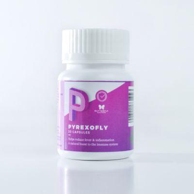 Butterfly Ayurveda: Pyrexofly Capsules -For Fever and Weakness - (30 Capsules)