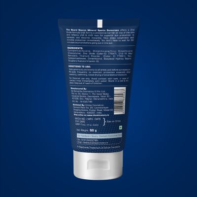 The Beard Story: Mineral Sports Sunscreen With Zinc Oxide - Broad Spectrum Protection from UVA & UVB Rays - 50 gm