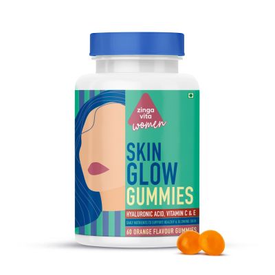 Zingavita: Skin Glow Gummies For Women Sugar Free With Hyaluronic Acid, For Glowing Skin - 60 Gummies