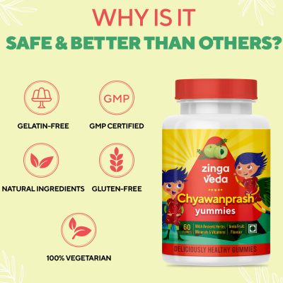 Zingavita: Chyawanprash Yummies for Kids With Ancient Herbs Vitamins - 60 Gummies
