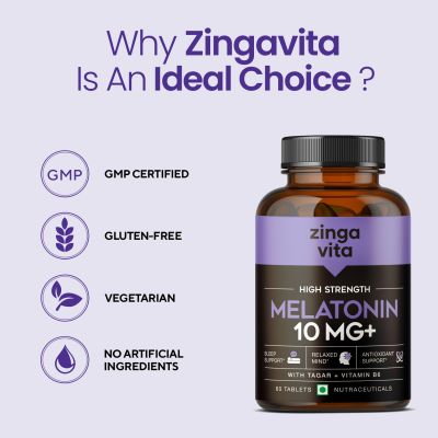 Zingavita: High Strength Melatonin Tablets for Restful Sleep and Relaxed Mind - 60 tablets