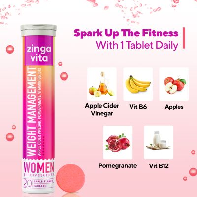 Zingavita: Apple Cider Vinegar Effervescent Tablets With ACV, Vitamin B6, B12 - 20 Tablets