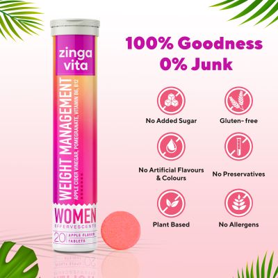 Zingavita: Apple Cider Vinegar Effervescent Tablets With ACV, Vitamin B6, B12 - 20 Tablets