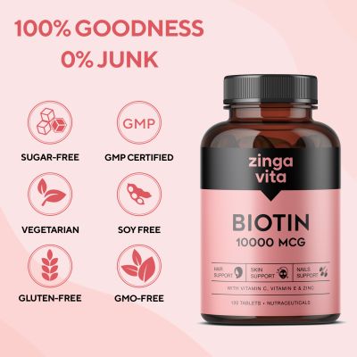 Zingavita: Plant Based Biotin Tablets from Natural Sesbania Agati Leaf Extract - 60 Tablets
