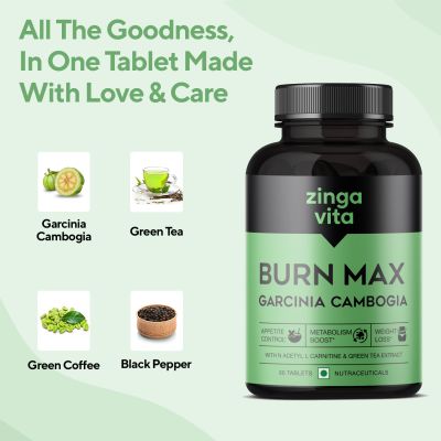 Zingavita: Burn Max Weight Management Tablets with Garcinia Cambogia - 60 Tablets