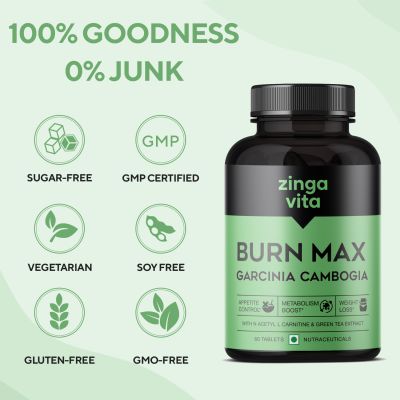 Zingavita: Burn Max Weight Management Tablets with Garcinia Cambogia - 60 Tablets