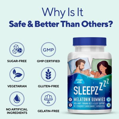 Zingavita: Melatonin Sleep Gummies Non Habit Forming supplement - 60 Gummies