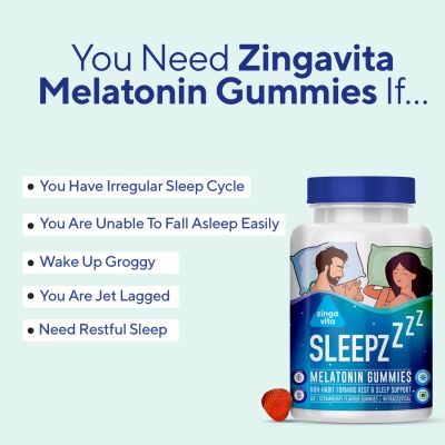 Zingavita: Melatonin Sleep Gummies Non Habit Forming supplement - 60 Gummies