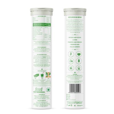 Zingavita: Happy Hair Biotin Effervescents Tablets Hair Growth Tabs Green Apple Flavor - 20 Tablets