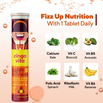 Zingavita: Multivitamin Effervescent Tablets for Kids Healthy Growth - 20 Tablets