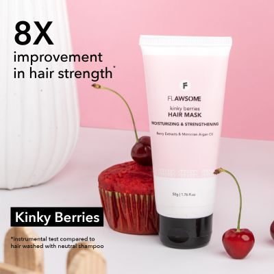 Flawsome: Kinky Berries Moisturizing & Strengthening Hair Mask - 50gm