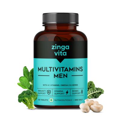 Zingavita: Multivitamin Tablets for Men With Vitamins, Omega-3 & Herbs to Enhance Energy - 120 Tablets