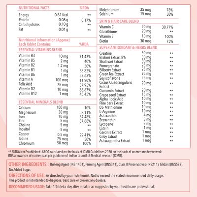 Zingavita: Multivitamin Tablets for Women With Vitamins, Calcium, Iron & Herbal Extracts - 120 Tablets