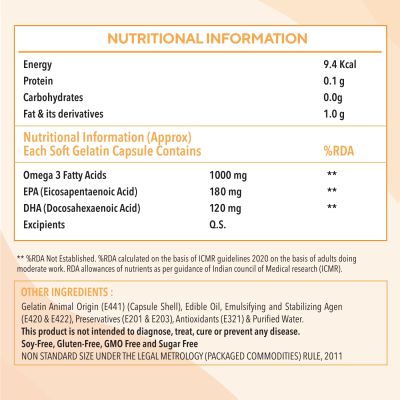 Zingavita: Omega 3 Fish Oil Capsules 1000mg Mercury Free Formula For Joint Support - 120 Capsules