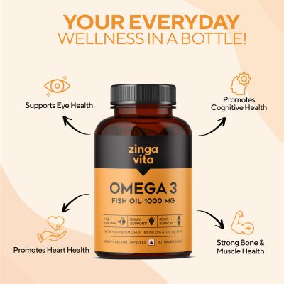 Zingavita: Omega 3 Fish Oil Capsules 1000mg Mercury Free Formula For Joint Support - 120 Capsules