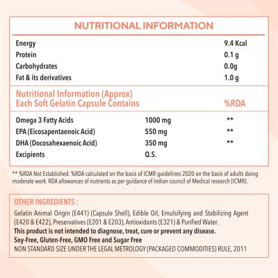 Zingavita: Triple Strength Omega 3 Fish Oil Mercury Free Formula for Heart, & Eye Support - 60 Capsules