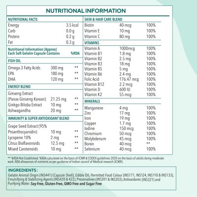 Zingavita: Omega 3 Fish Oil + Multivitamin For Immunity Energy & Heart Health - 120 Capsules