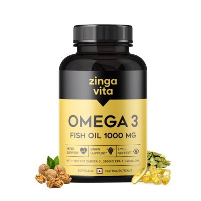 Zingavita: Maximum Strength Omega 3 Fish Oil 1000mg Capsule for Men & Women - 60 Capsules