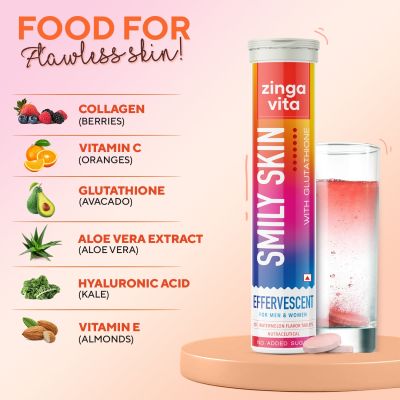 Zingavita: Smily Skin Effervescents Tablets Veg Fizz Tab Watermelon Flavour - 20 Tablets
