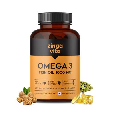 Zingavita: Omega 3 Fish Oil Capsule Mercury Free Formula for Heart, Joints & Eye Support - 60 Capsules