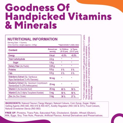 Zingavita: Strong Immunity Multivitamin Gummies for kids (With Elderberry & Blueberry) - 30 Gummies