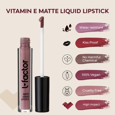 L Factor Cosmetics: Vitamin E Matte liquid lipstick- Barefoot on the Beach - 5ml