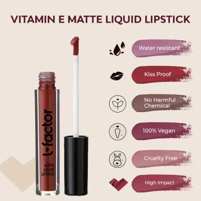 L Factor Cosmetics: Vitamin E Matte liquid lipstick- Poppy's Kiss - 5ml