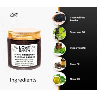 Love Earth: Charcoal Teeth Whitening Powder - 50gm