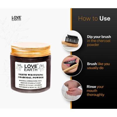 Love Earth: Charcoal Teeth Whitening Powder - 50gm