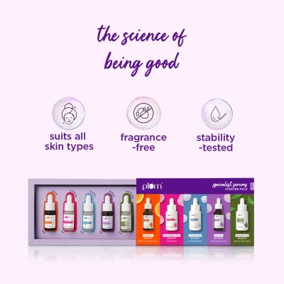Plum: Plum Specialist Serums - Starter Pack | Set of 5 Mini Serums | Vitamin C, Hyaluronic, Niacinamide, Retinol, AHA BHA PHA Peel (5 Items in the set)