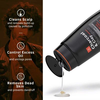Ustraa: Charcoal & Clay Shampoo for clean scalp - 250 ml