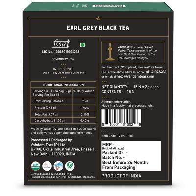 Vahdam Teas: Earl Grey Citrus Black Tea 30gm